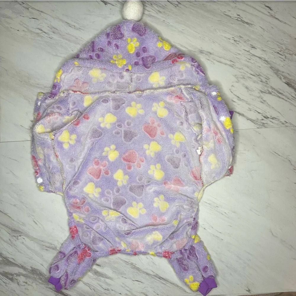 Paw Print Pet Pajamas - Soft Stretch - Purple - Size Large - Picture 6 of 13